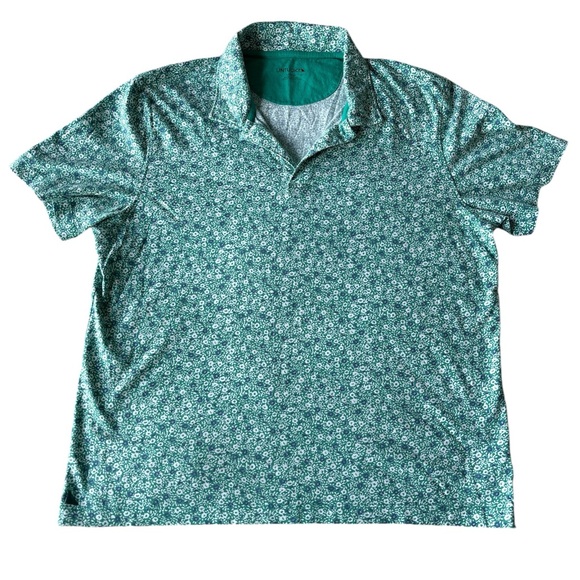 UNTUCKit Polo Shirt 100% Pima Cotton Short Sleeve Green Floral Print, size L - Picture 6 of 10